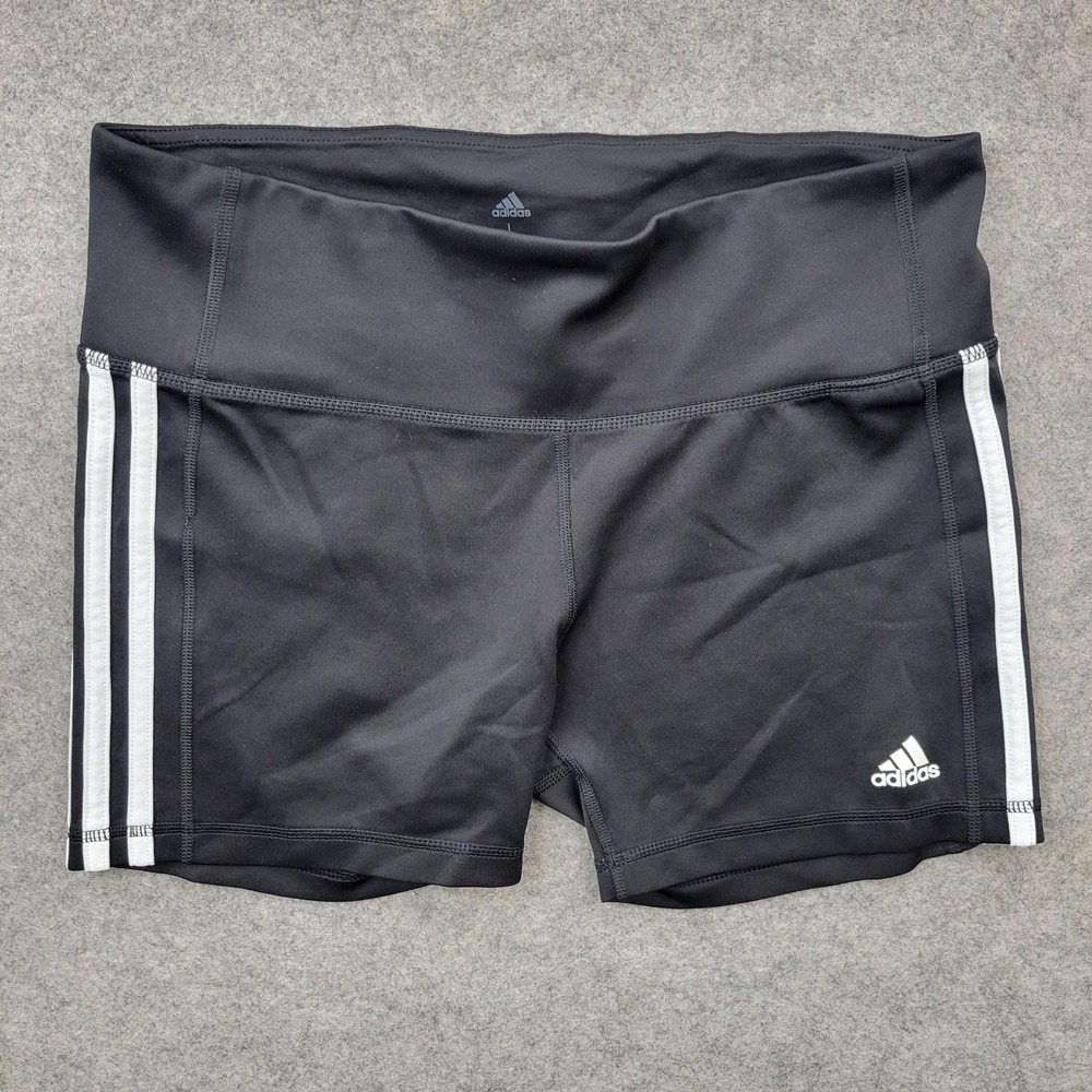 Adidas Shorts Womens Large Black Climalite Compression 3 Inseam 3 Stripe Running